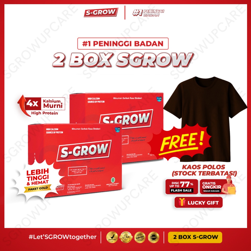 

S-GROW 2 Box Susu Peninggi Badan Terbaik FREE KAOS PRO87