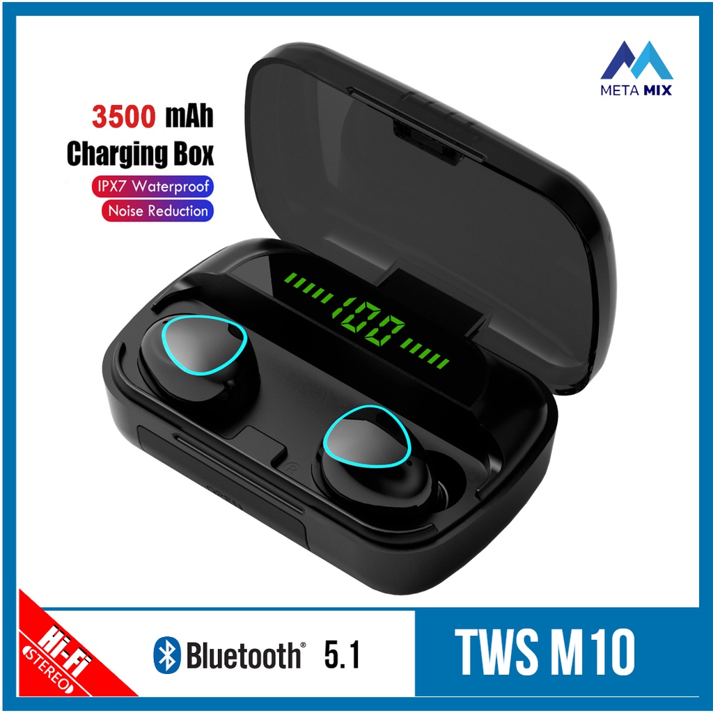 TWS M10 Earphone Headset Bluetooth 5.1 Wireless Earbuds IPX7