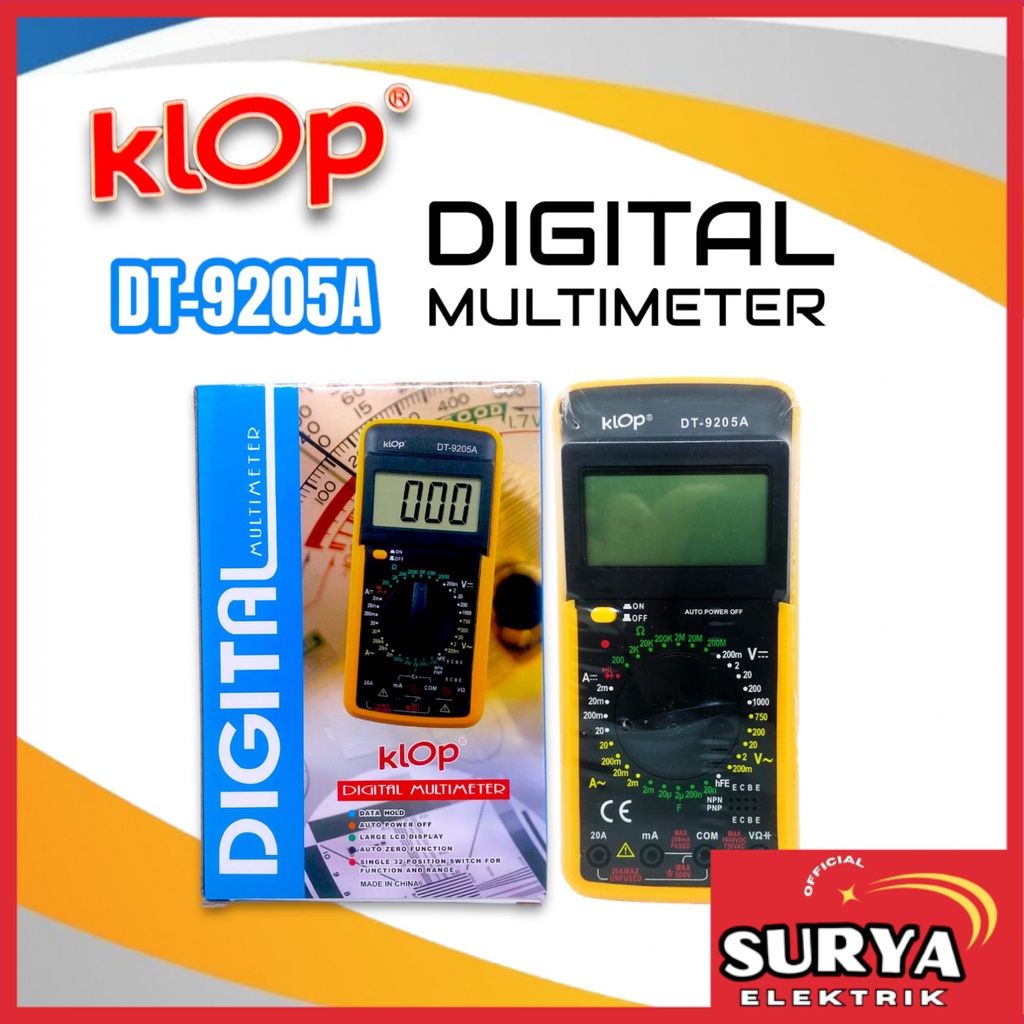 Multitester / Buzzer / Avometer / Multimeter KLOP DT-9205A Digital