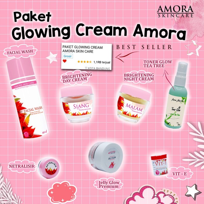 Amora Skincare Paket Pemutih Wajah Glowing Acne Kusam ASC