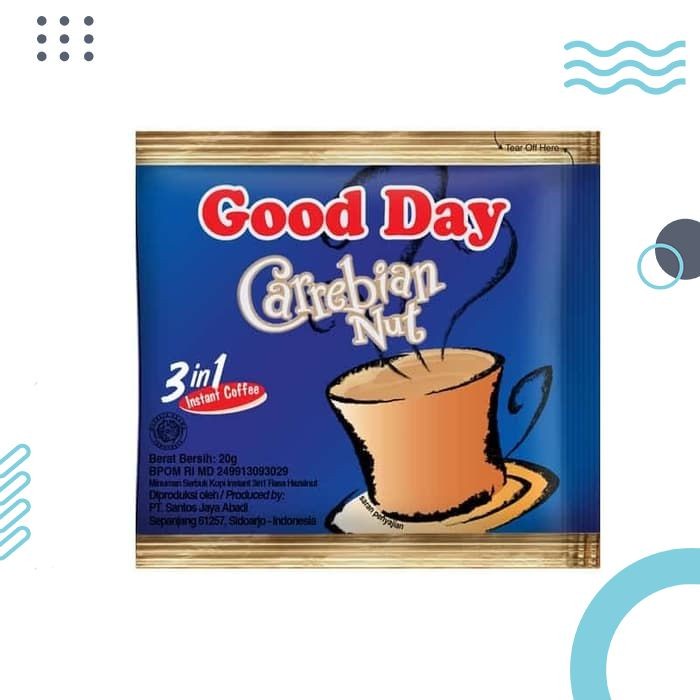 

Kopi Good Day Caribbean Nut 1 Dus Isi 250 Sachet