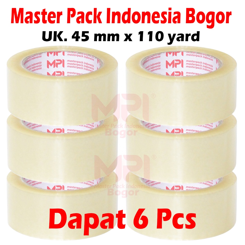 

HEMAT 6 PCS - Lakban Bening 45 mm x 110 yard / Lakban Untuk Packing - Master Pack Indonesia