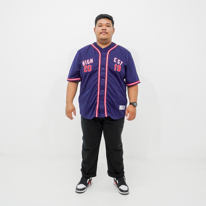 HIGHEST KEMEJA PENDEK PRIA BASEBALL UKURAN BIG SIZE JUMBO PRIA DRYFIT WARNA NAVY OLAHRAGA HIGHESTWORLD HGB11