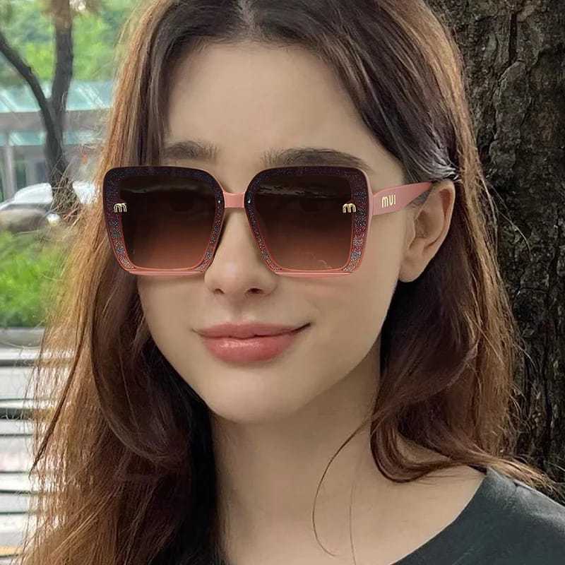 GU Kacamata Hitam Tanpa Bingkai Bentuk Kotak Persegi Desain Mewah Untuk Pria Wanita Sunglass Anti UV