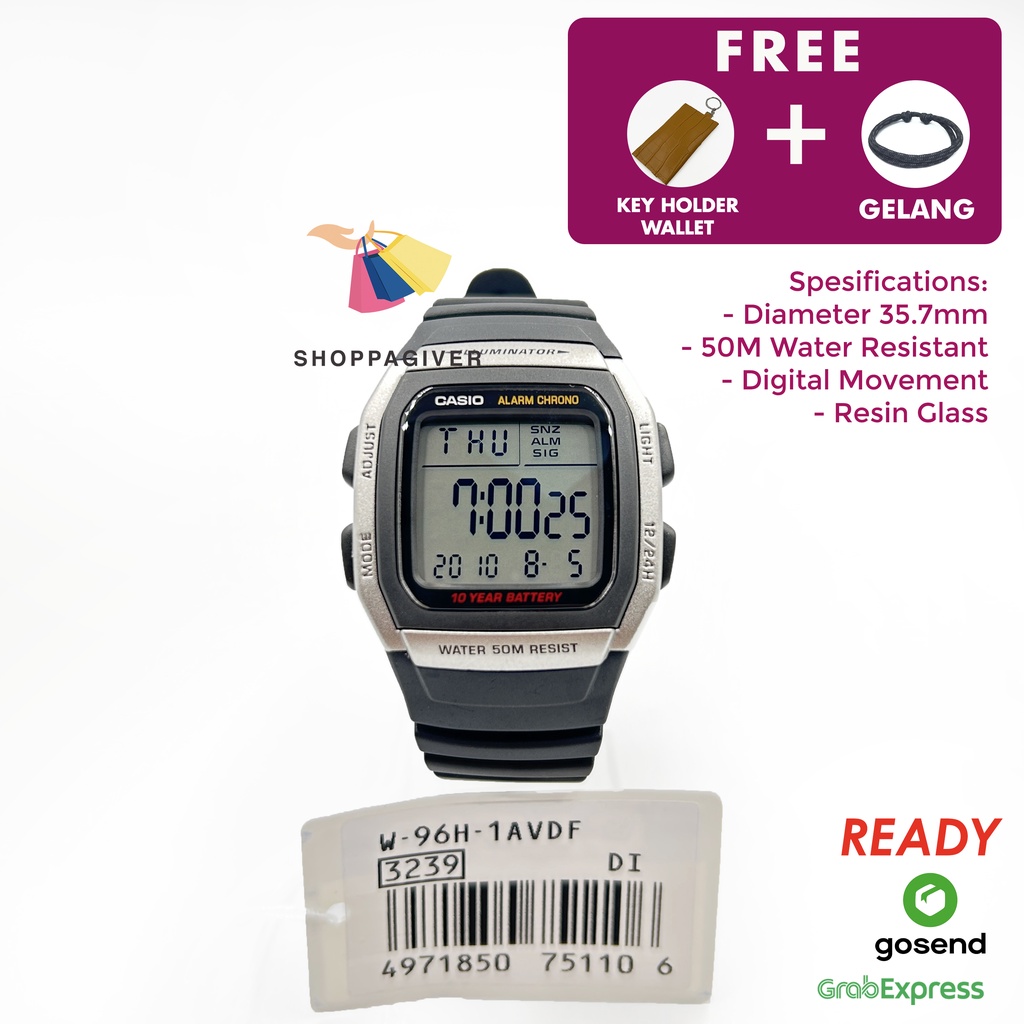 JAM TANGAN PRIA Original Casio Digital W-96H / W-96H-1A / W-96H-1AVDF MURAH BERGARANSI