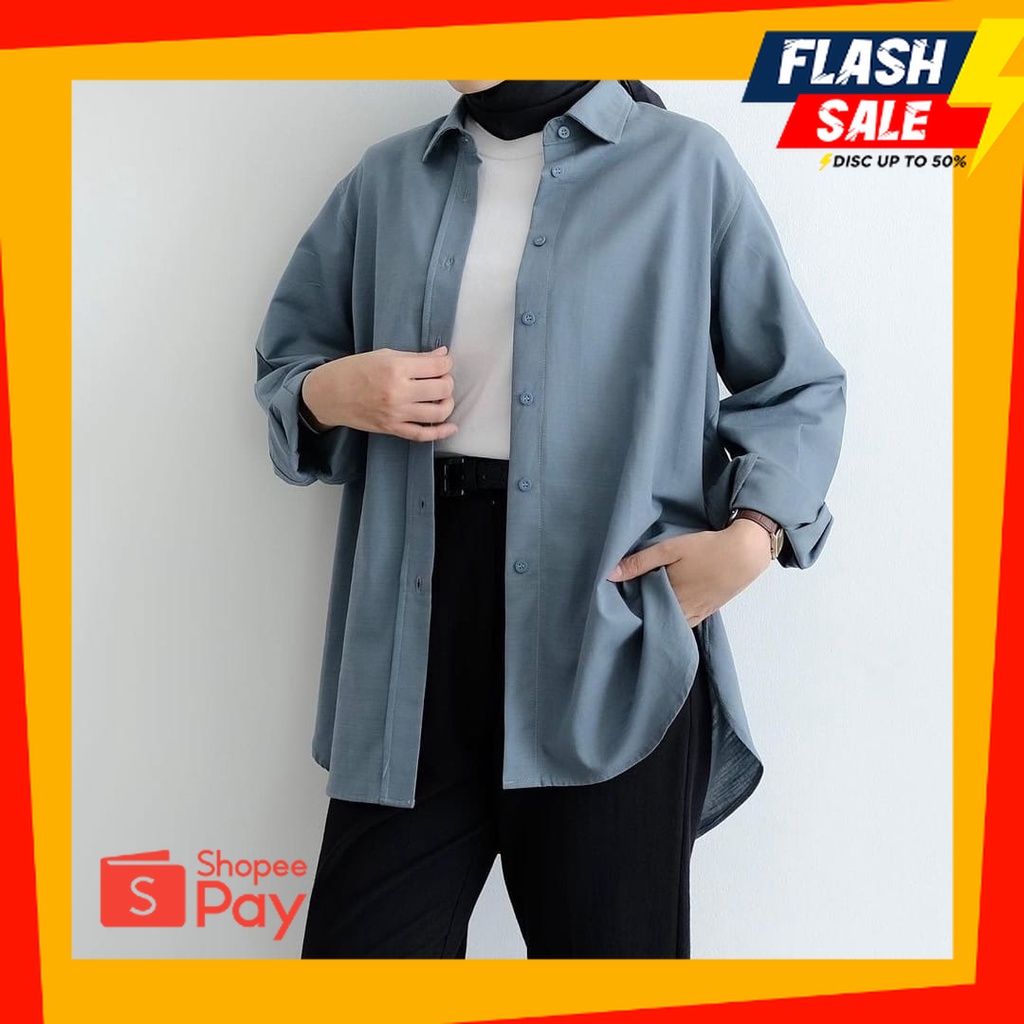 OUTFIT JKT48 | Vaulina Kemeja Dewasa Atasan Kemeja Wanita OOTD Hijab Kekinian Kemeja Kerja Terbaru C