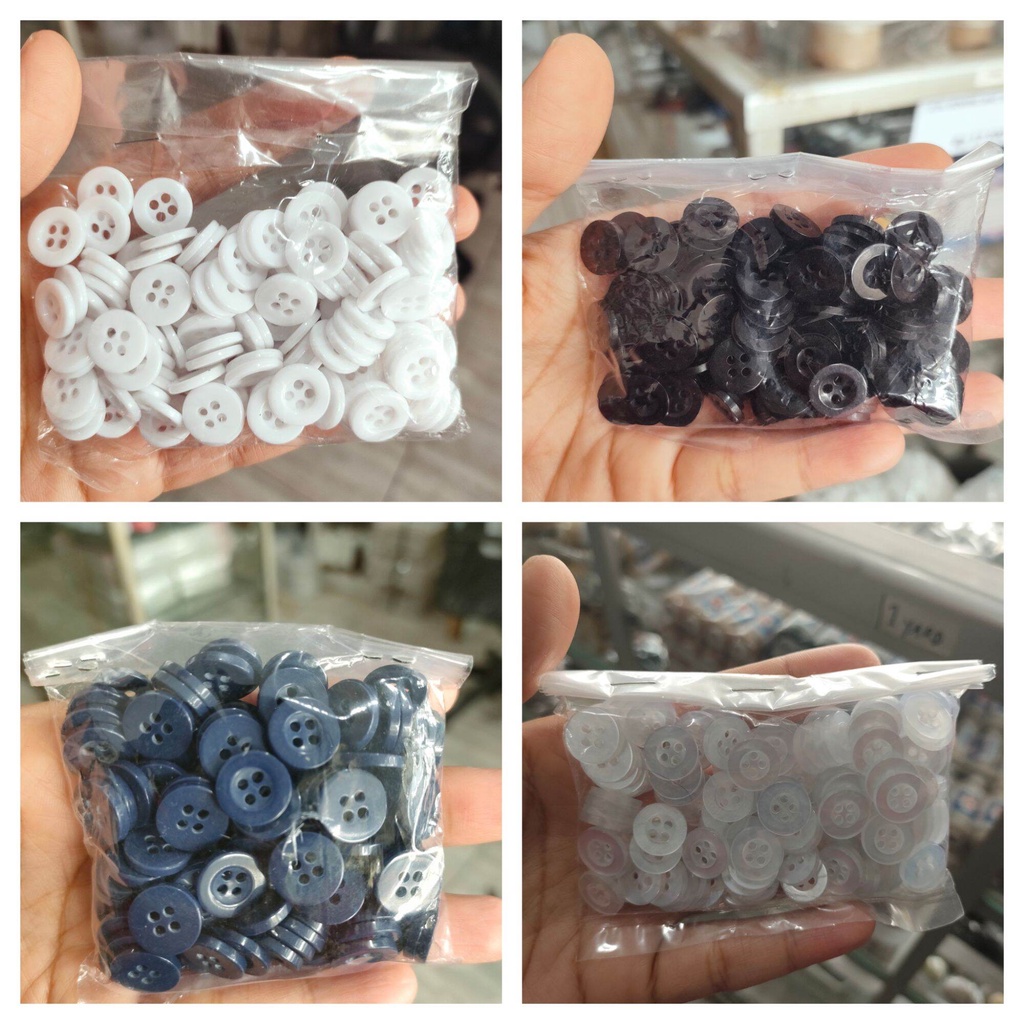Kancing Baju Kemeja Ukuran 18L/1,1CM 11mm Warna Hitam, Putih, Bening  isi 1 Gross 144pcs