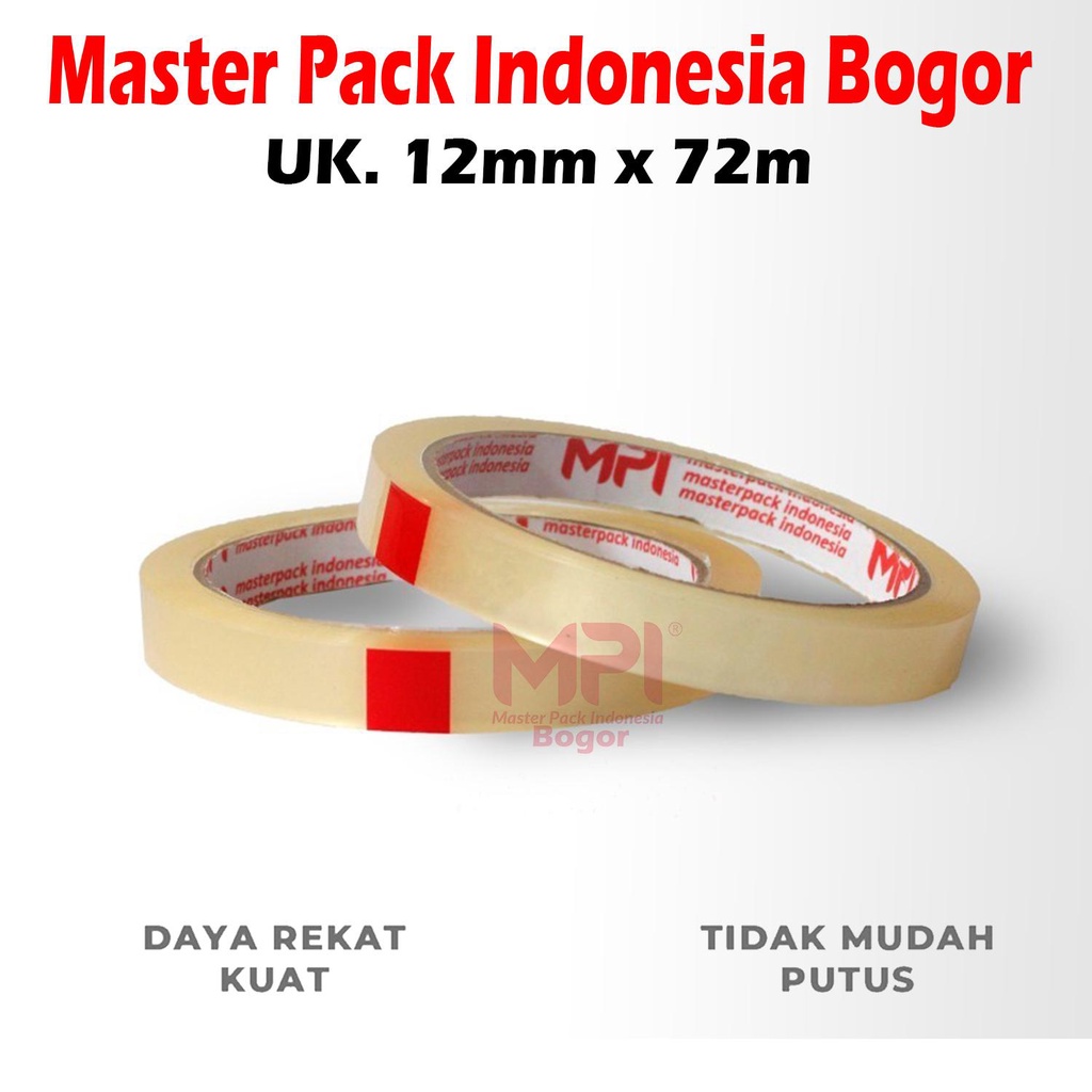 

Lakban Isolasi 12mm x 72m / Selotip Kecil 12 mm x 72 Meter - Master Pack Indonesia Bogor