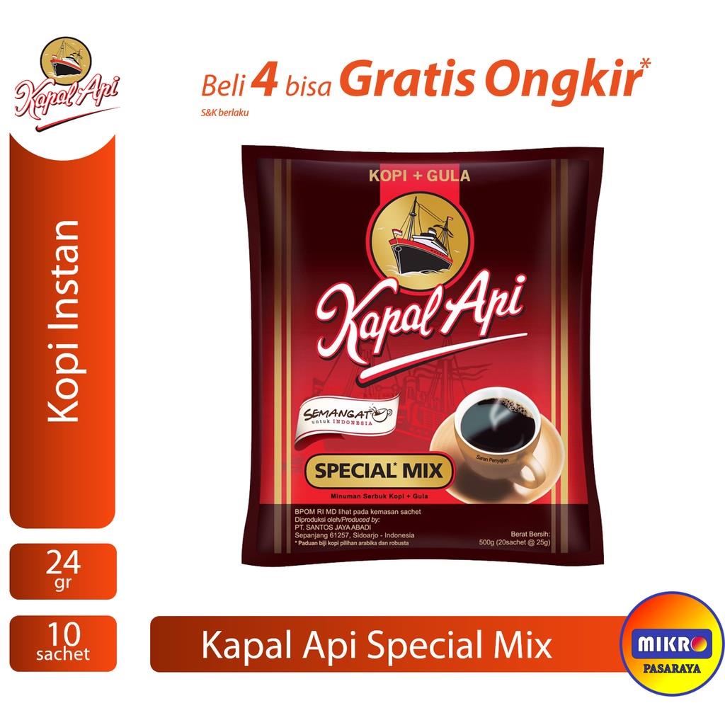 

KAPAL API Special Mix Minuman Serbuk Kopi + Gula [23 gram x 10 sachet] 1 renteng