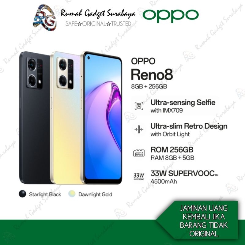 Oppo Reno 8 4G 8GB/256GB Bergaransi Resmi Oppo Indonesia