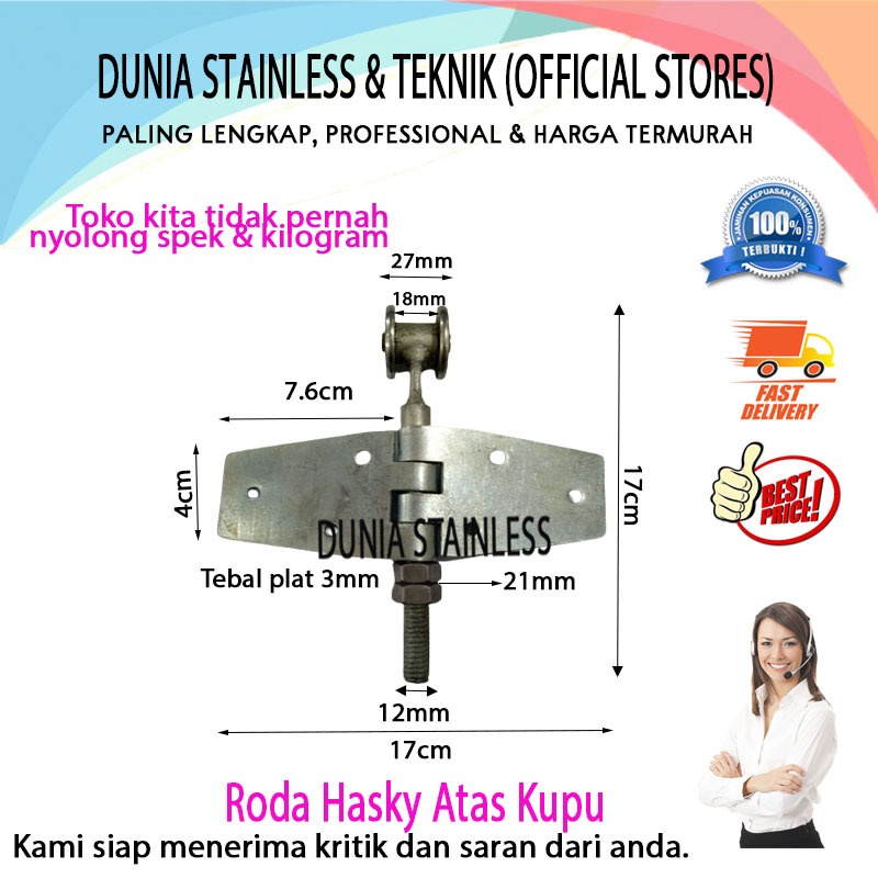 Roda Hasky Atas Kupu untuk pintu pagar