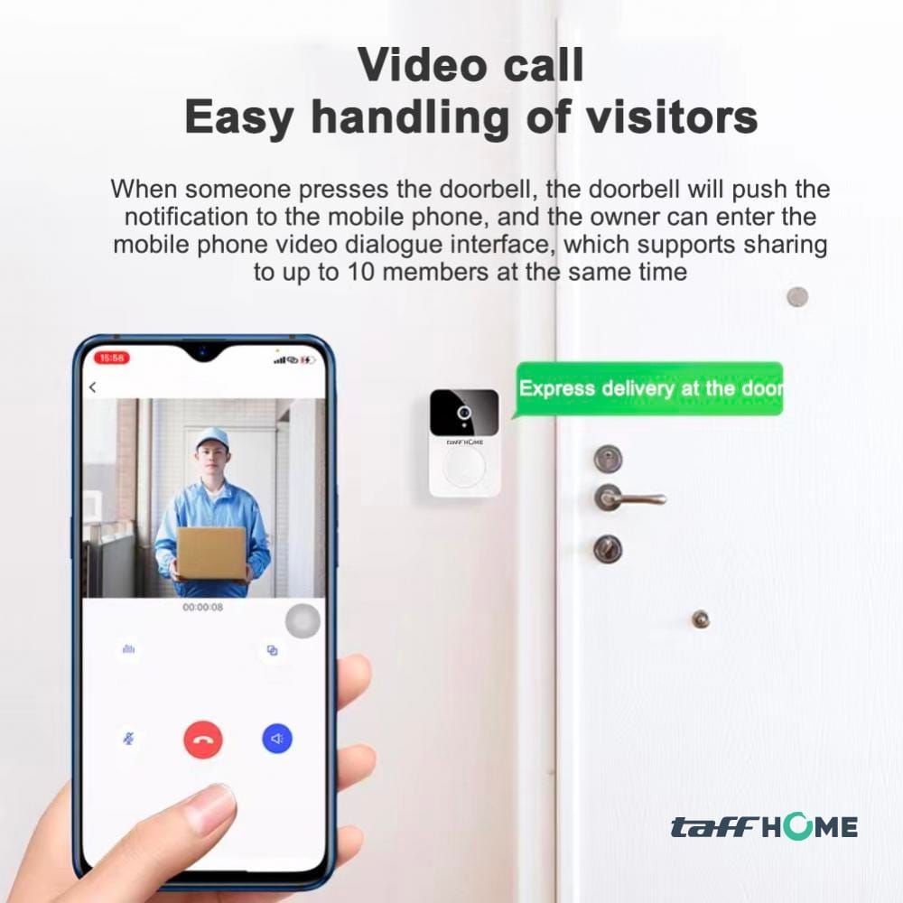 TAFFHOME X9 Smart Doorbell Wireless With Camera Video CCTV Kamera HD Talkback Bel Rumah Bell Kantor App Smartphone Original