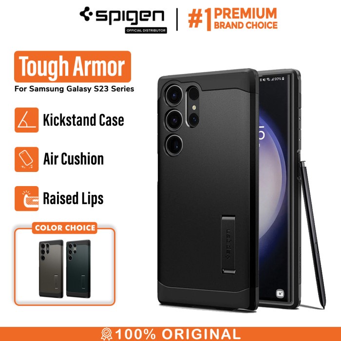 Case Samsung Galaxy S23 Ultra Plus Spigen Tough Armor Shockproof Cover - Gunmetal, S23 Plus