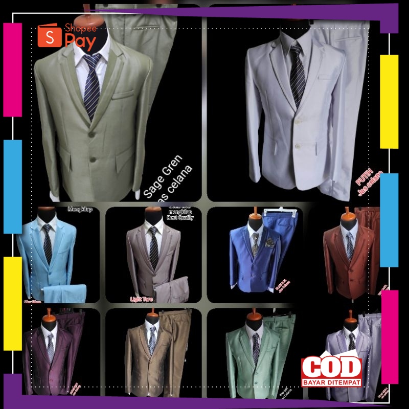 PREMIUM KOREAN STYLE / Podo Moro 1 stel Jas bahan semi woll kilap SAGE GREEN jas pengantin jas nikah