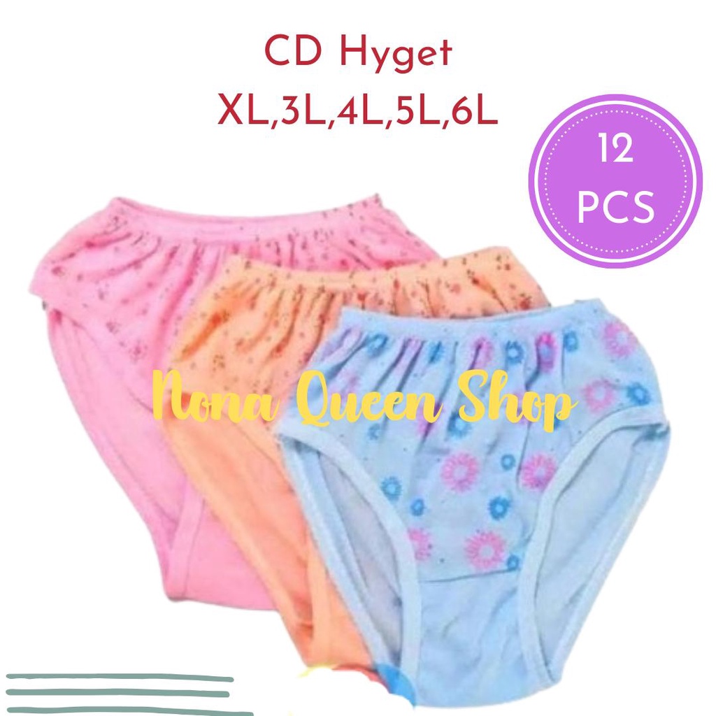 12 pcs Celana Dalam Wanita Kain Hyget Ukuran Jumbo CD Haid Nifas Murah