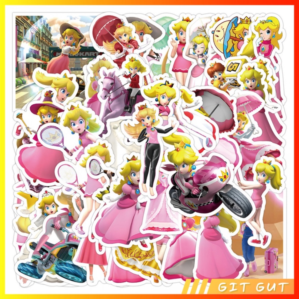 

Sticker Pack Stiker Vinyl 50 pcs Princess Peach Toadstool Mario