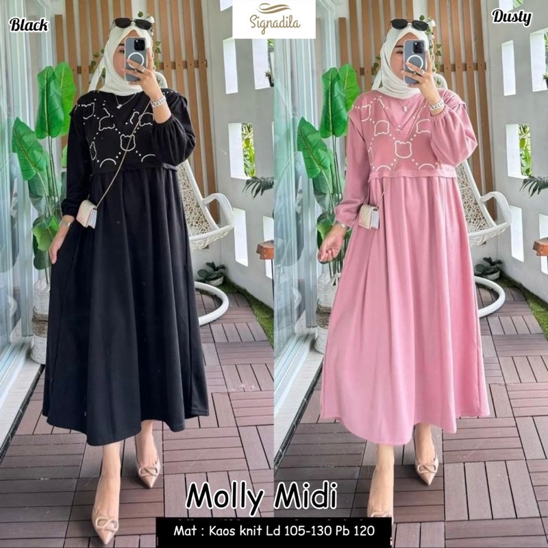 MOLLY MIDI DRESS / GAMIS WANITA MOTIF 4 WARNA ORIGINAL BY SIGNADILA