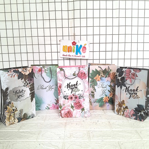 

12pcs Paper Bag Aesthetic 15x8x25 Tas Kertas Paper Bag Gift Motif Thank You Papper Bag