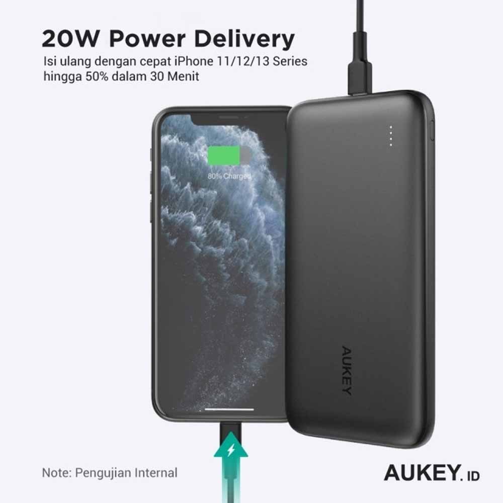 AUKEY Powerbank 10000mah PB-N73S-BK USB C 20W PD 3.0 Slim Portable