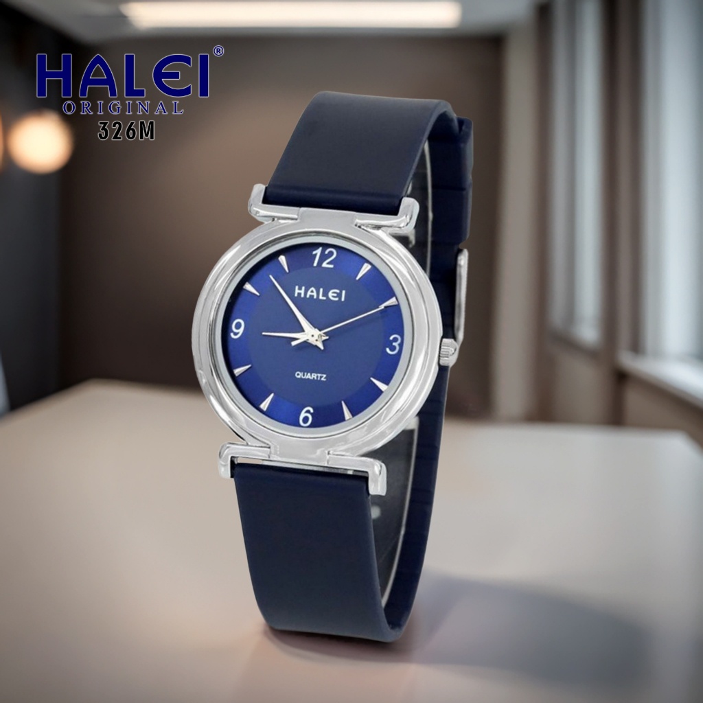 Halei Watch 326 M - Jam Tangan Halei Pria Karet Analog Kekinian - Tahan Air dan Garansi 1 Tahun. Fre