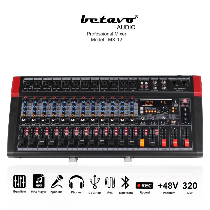 MIXER AUDIO BETAVO MX 12 PROFESSIONAL AUDIO MIXER 12 CHANNEL