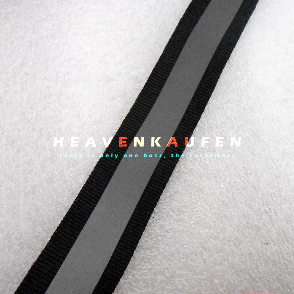 GROSIR Pita Scotlight Skotlet Reflective Kain Safety 2 cm Hitam-Silver Meteran Untuk Jaket Jas Hujan