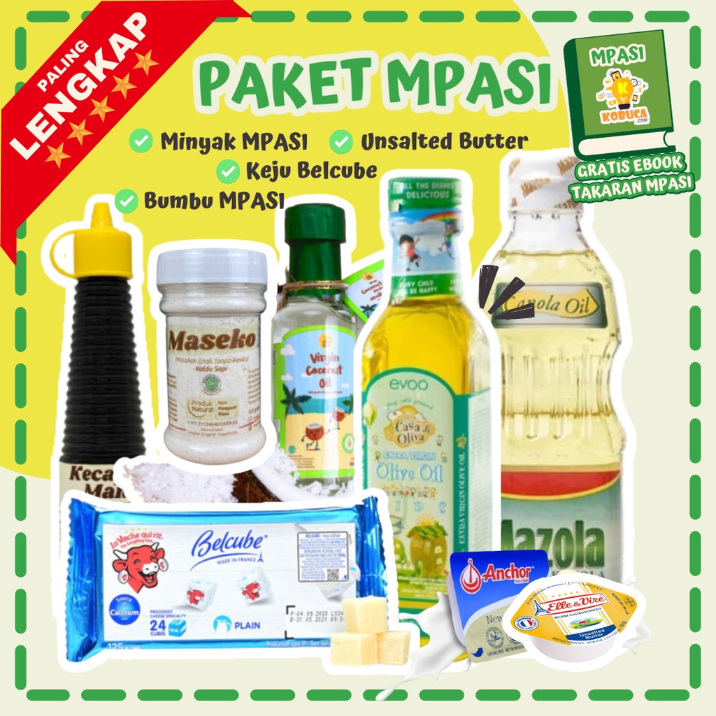 

COD Paket MPASI Jumbo Mini - Minyak MPASI - Sumber Lemak Tambahan MPASI - EVOO Unsalted Butter Anchor Elle Vire Elle & Vire Keju Bayi Belcube Plain Minyak Kanola Canola Oil Mazola Concos VCO Minyak Kelapa MPASI Khusus Bayi dan Anak Minyak Zaitun