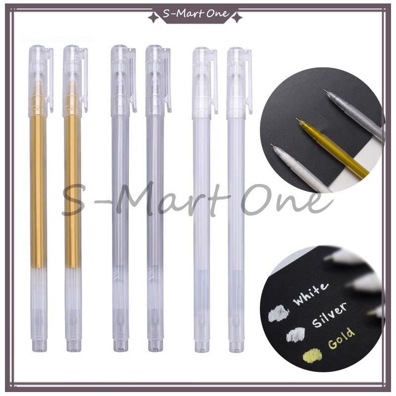 

Pena Glitter Metalik/ 0.8mm Pulpen Warna Warni Gold Colour Gel Pen/Tinta Metallic Ballpoint