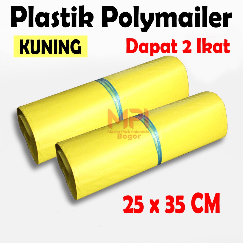 

2 IKAT - Plastik Polymailer Kuning 25 x 35 cm / Plastik Polimer / Plastik packaging Kantong Amplop - Master Pack Indonesia