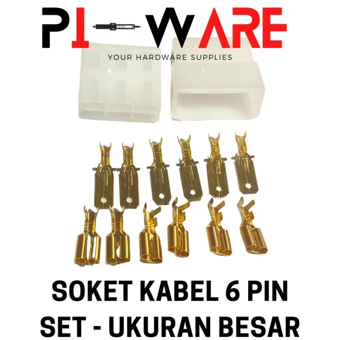 Connector Motor Skun Besar 6mm 6 Pin 6P Plus Skun Set Soket Konektor