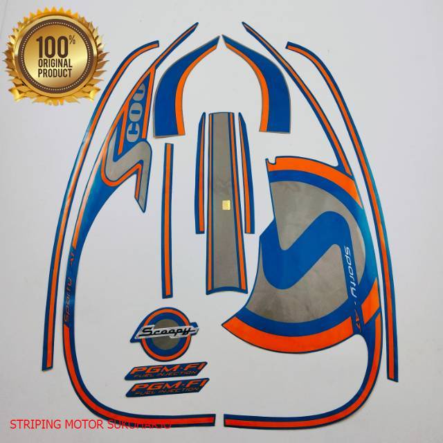 (ORI) striping honda scoopy 2013 sporty    biru kualitas original