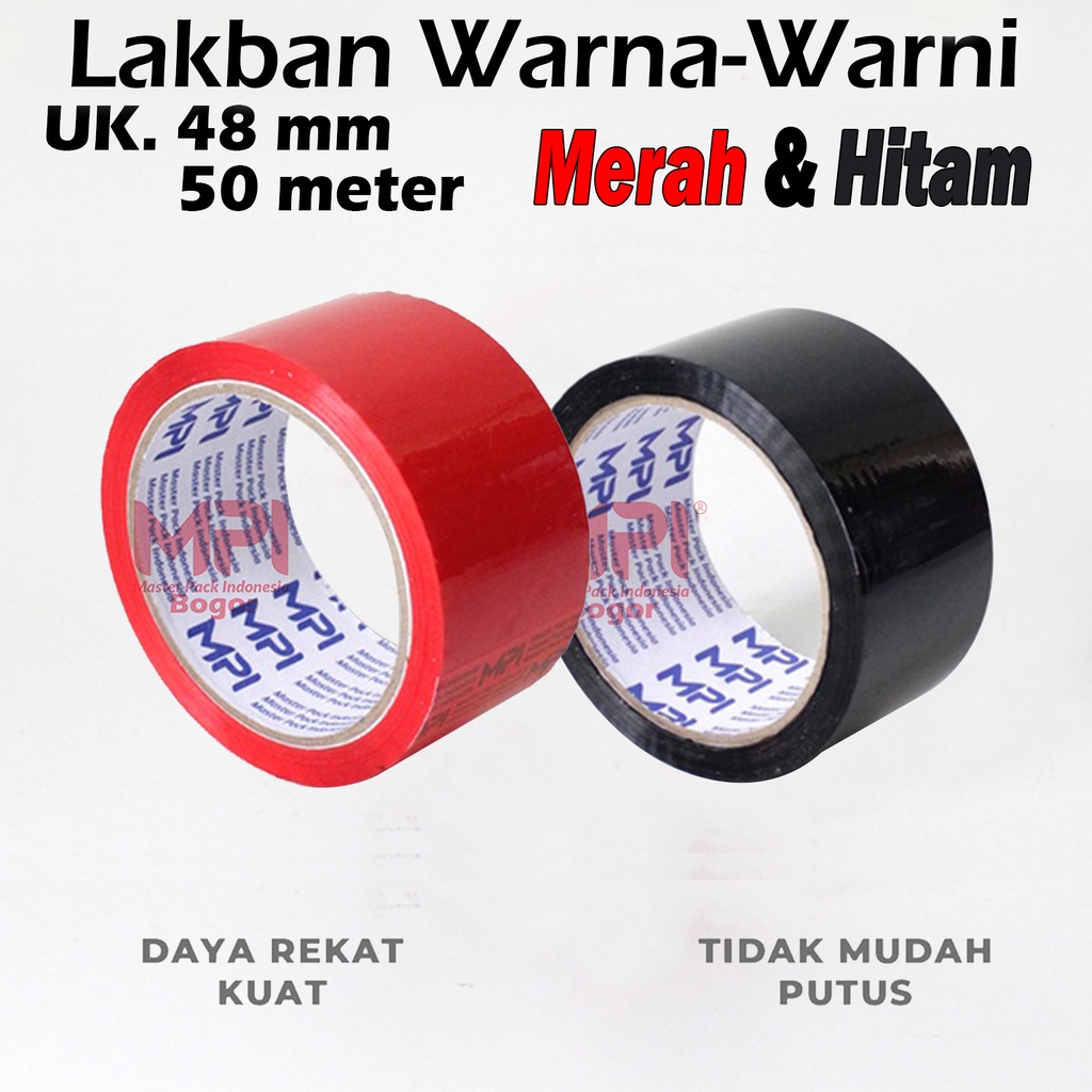 

Lakban MPI Warna Merah & Warna Hitam 48 mm x 50 Meter / Lakban Warna Warni MPI