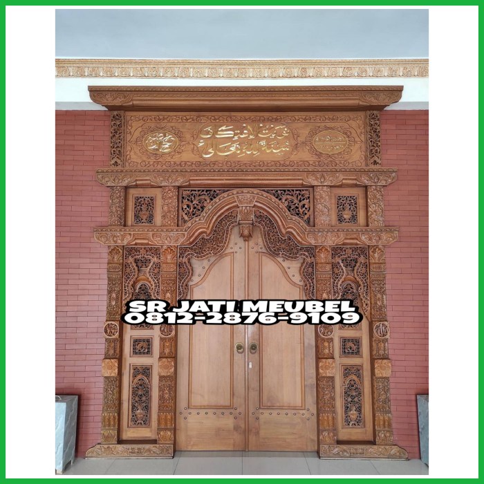 Teermurah pintu gebyok jati pintu masjid ukir kayu jati uk 300x320cm
