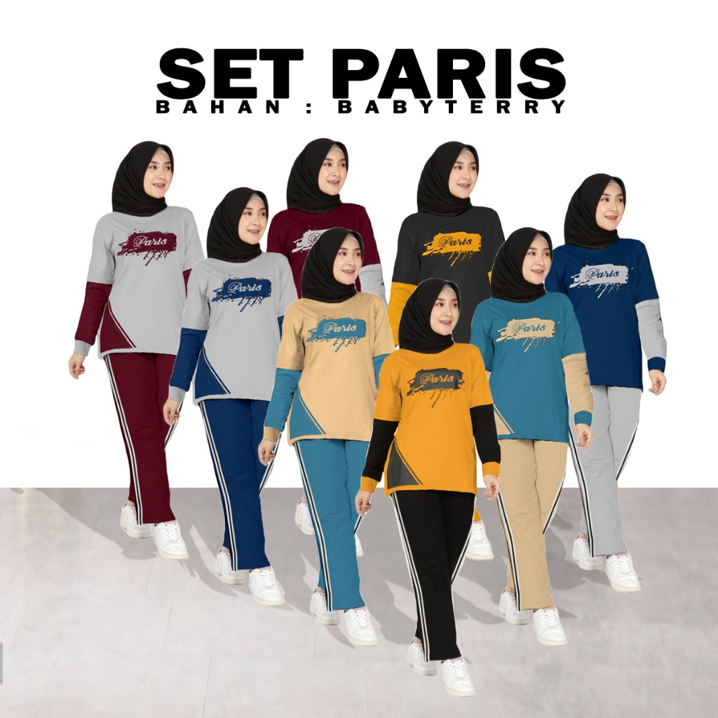 GS - SETELAN BAJU OLAHRAGA WANITA MUSLIMAH / STELAN TRAINING WANITA / BAJU SENAM / BAJU OLAHRAGA / T