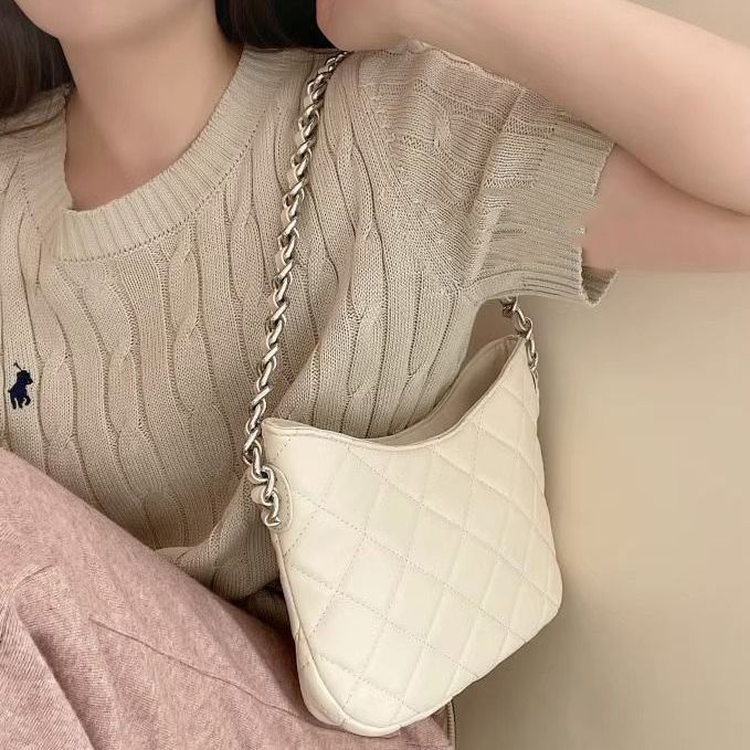 [ COD✅ ] Aroana BagProduk baru gaya Korea Xia Lingge tas rantai putih tas bahu kulit hangat dan lemb
