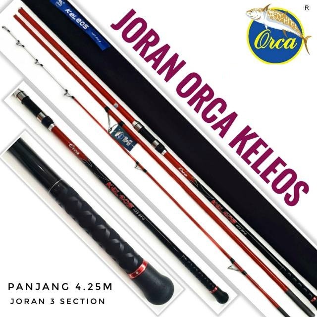 Joran Surf Pasiran Orca Keleos Panjang 425 cm Tongkat Pancing Sambung 3 Super Kuat Bahan Carbon Kaku