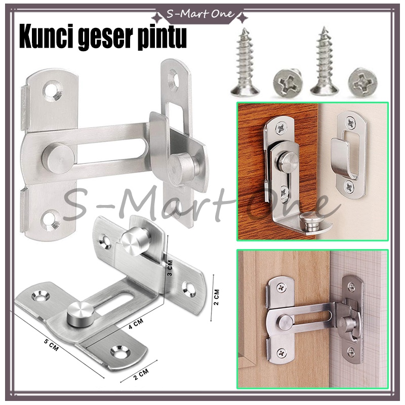 selot slot overpal gembok /Grendel Pintu Sliding Siku 90 Derajat Stainless/Lemari Geser Sleeding Sli
