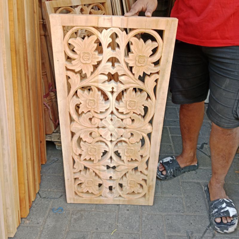 Best produk ORNAMEN UKIR TEBENG 40x80cm/ UKIRAN JEPARA KAYU MAHONI