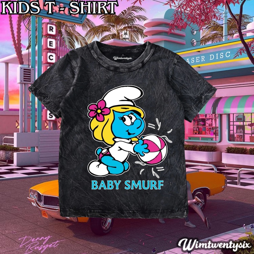 kaos baby smurf washing vintage tee | kaos anak | baju anak