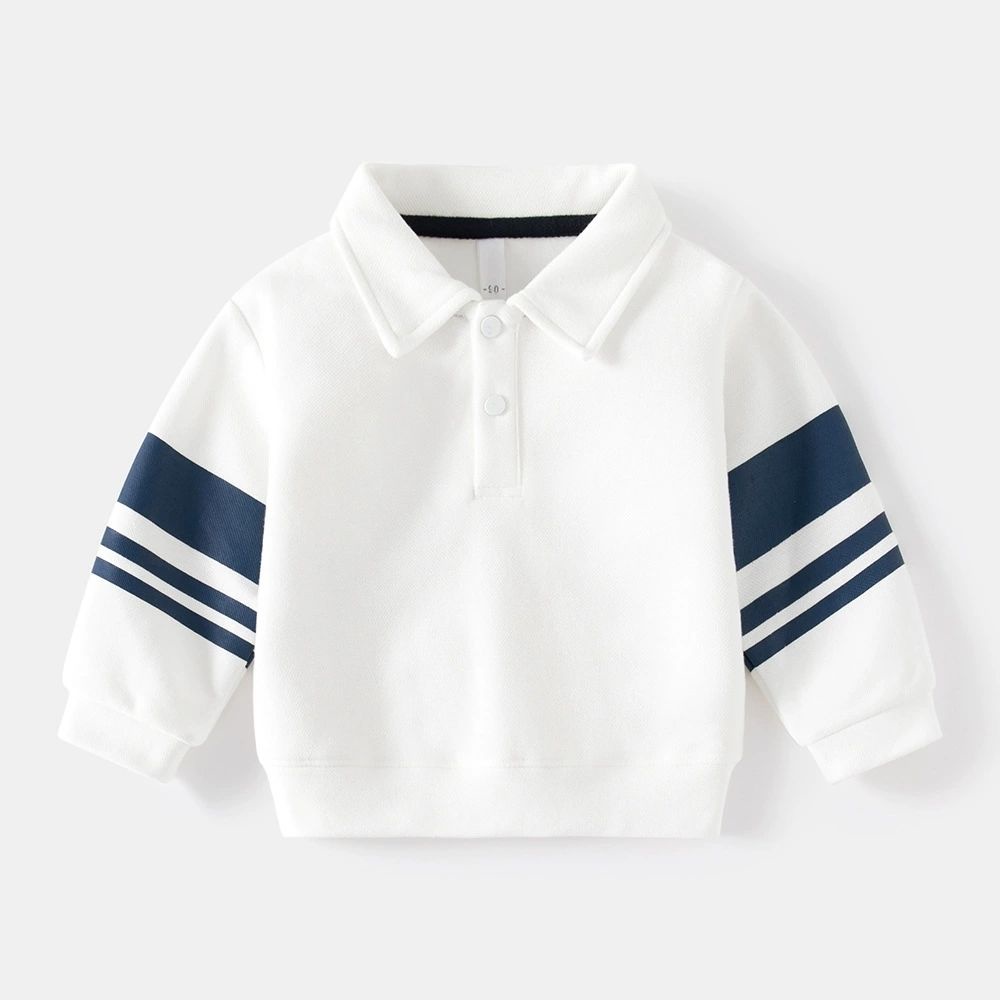 Boys' hoodie shirt with polo collar, long sleeved western-style base shirt