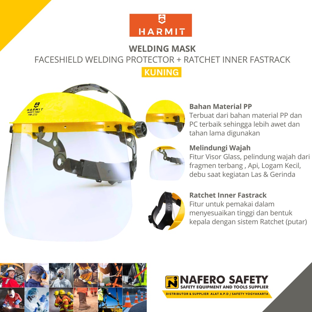 Face Shield Harmit Pelindung Wajah Gerinda Lapis Alumunium