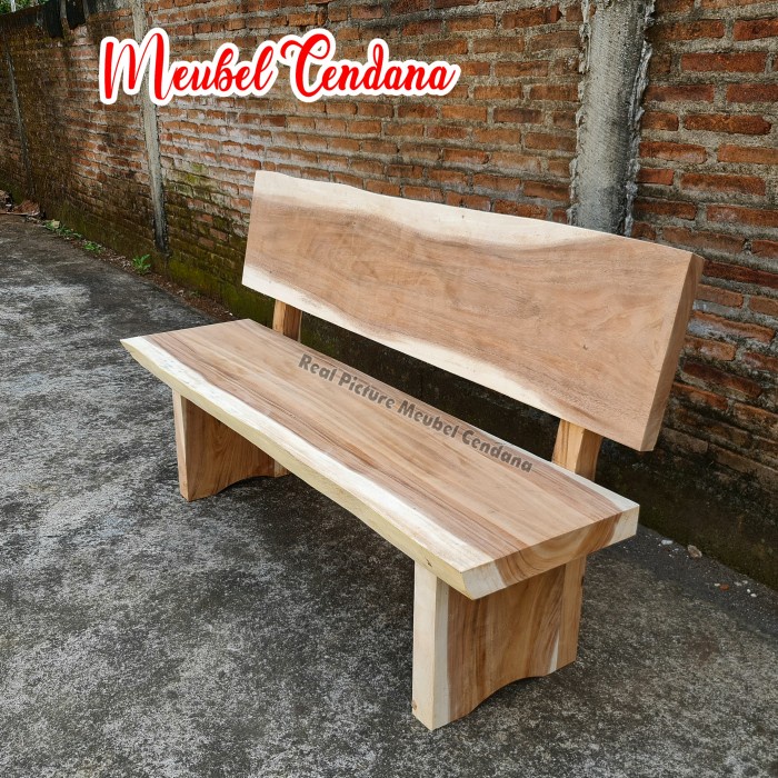 Termuraah Kursi taman kursi bangko bale bale kayu utuh trembesi tanpa sambungan - Non Finishing
