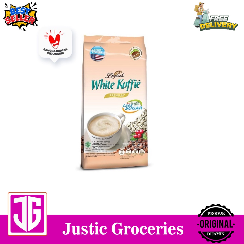 

Kopi Luwak White Koffie Less Sugar Bag 10x20gr