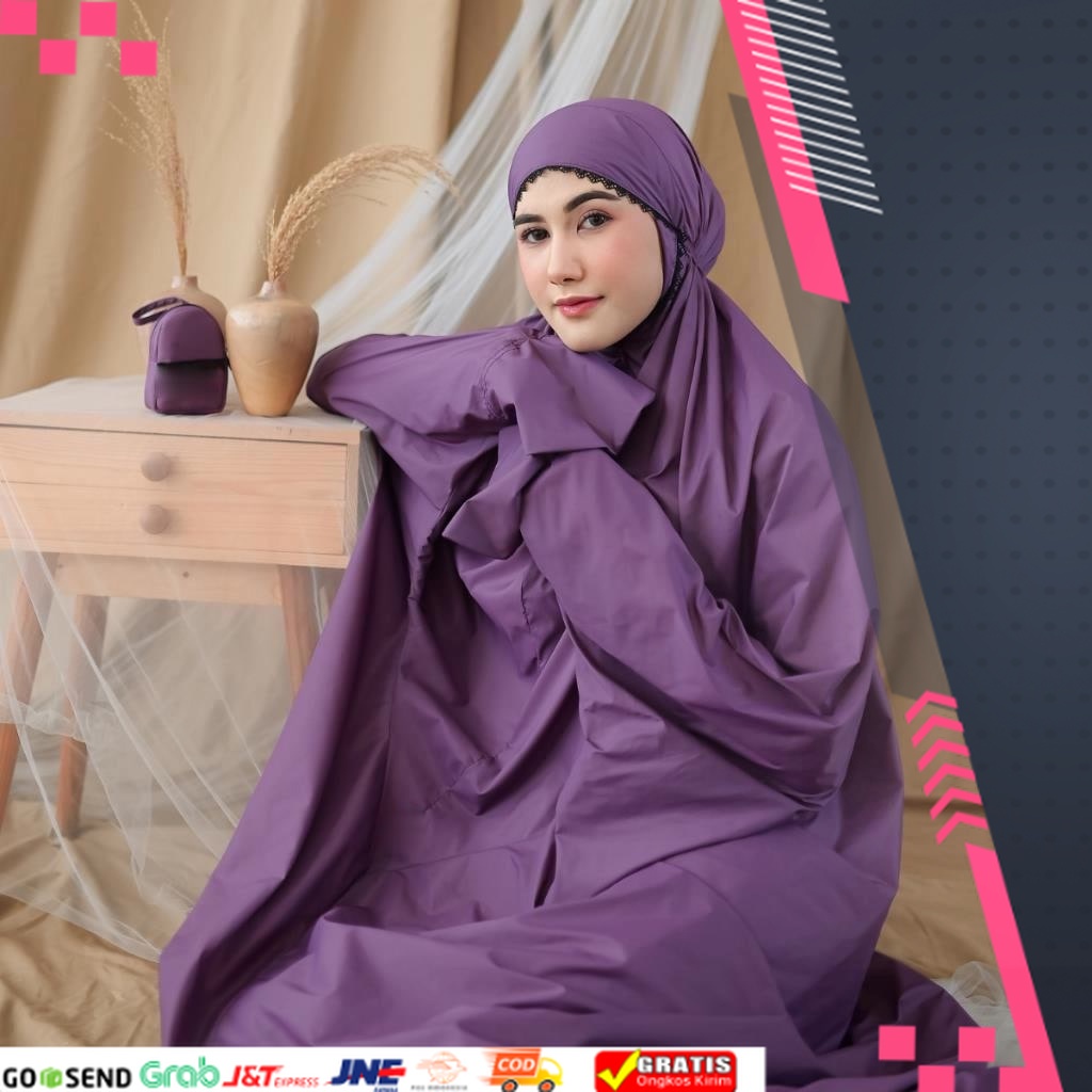 Mukena Traveling Terusan Mini Pouch mini 2in1 Jumbo Dewasa Parasut Premium Korea// MUKENA / MUKEAN P