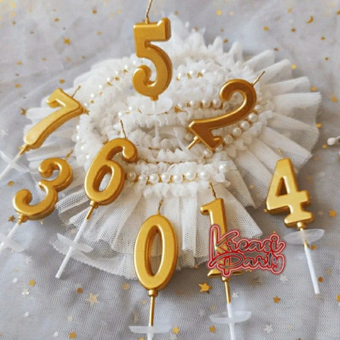 Lilin Angka Gold Kecil / Lilin Kue / lilin Angka / Lilin Angka Ultah