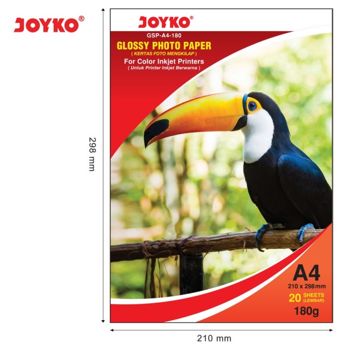 

Kertas Foto Joyko Glossy A4 180gsm Isi 20 Lembar GSP-A4-180