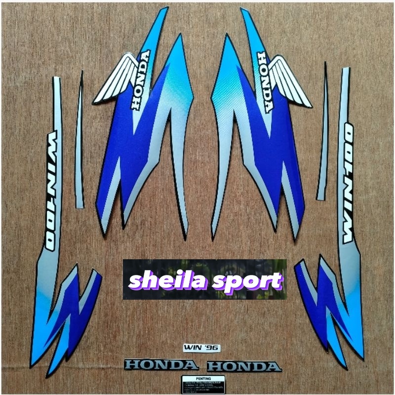 striping win stiker Honda WIN 100 biru silver tahun 1996 1997 kualitas bagus