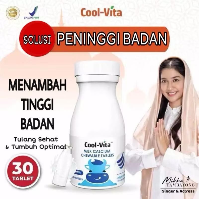 [30 Tablet] COD Coolvita Milk Calcium Chewable (Kunyah) Rasa Original Flavor 1 Botol PENINGGI BADAN 