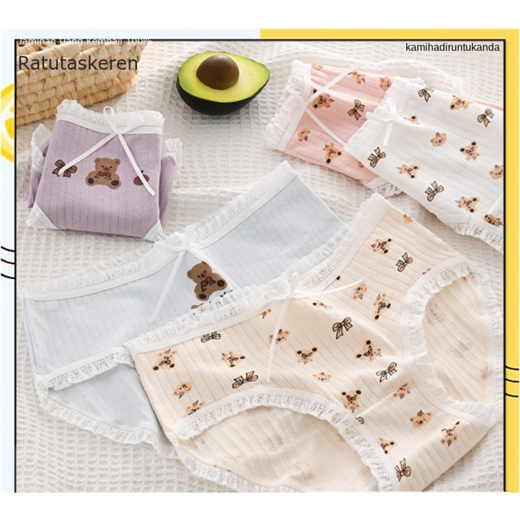 Celana dalam wanita segitiga Soqee 7039 motif kartun bahan adem celana dalam karakter kartun lucu cd