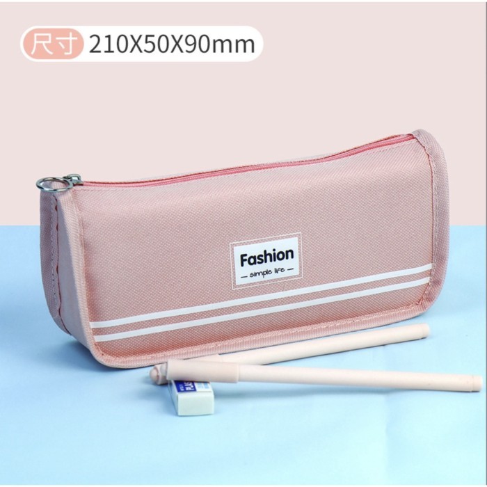 

kotak pena lucu tempat pensil dan pulpen simpel dual slot kotak pensil - Pink
